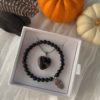 Eklyps bracelet en pierres naturelles agate noir et pendentif