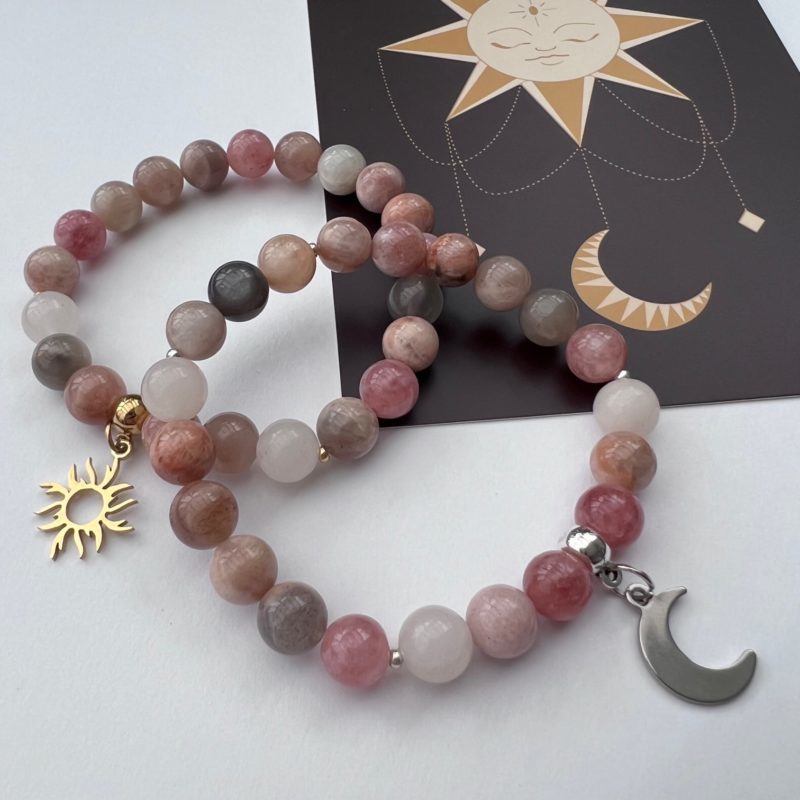 bracelet pierre de lune et pierre de soleil