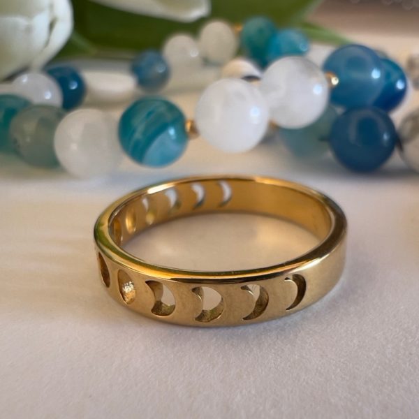 bague acier cycles de lune bracelet pierres naturelles