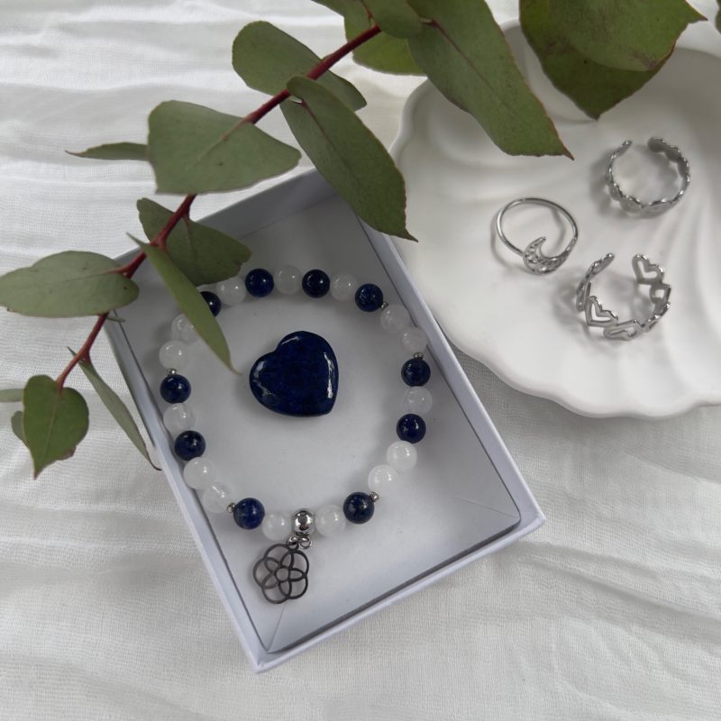 bracelet en pierres naturelles lapis lazuli et cristal de roche