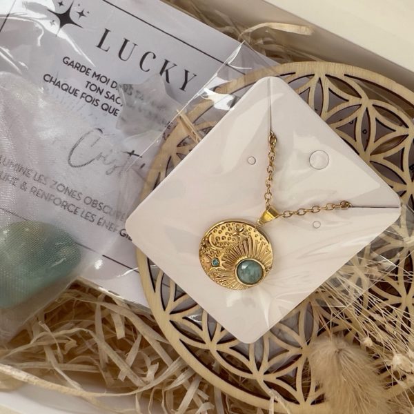 Eklyps coffret good vibes avec pierres naturelles, fleur de vie, fleurs, collier ou bracelet ou fiole ou bougie bien être cadeau