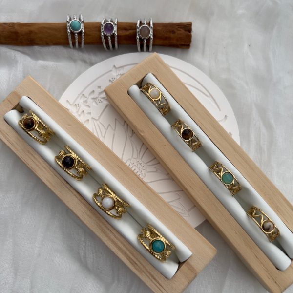 Eklyps bijoux en pierres naturelles Bague acier inox avec pierres naturelles élégance sobriété originalité good vibes bien être